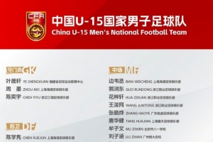 U15国足名单公布_周海滨挂帅热那亚小将蔡昀翼在列_中国足球最新动态